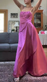 Classy Fuchsia Spaghetti Straps Satin A-Line Beaded Long Prom Dress Bridesmaid Dresses Long formal Dress HZ1121
