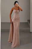 Classy Classic Strapless Sleeveless Mermaid Evening Gowns With Split Sequins Long formal Dress HZ1121