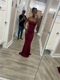 Classy Elegant Sheath Spaghetti Straps Burgundy Slit Sequin Prom Dresses Long Evening Dress Long Formal Dress HZ1121