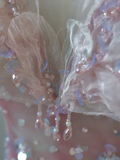 Fairy-tale A Line Off The Shoulder Pink Tulle Long Prom Dresses Evening Dresses HZ1121