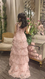 Lace Tiered Long Prom Dress Evening Gown Charming Wholesale Formal Dress HZ1121