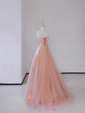 Gorgeous A Line Sweetheart Sleeveless Sequin Pink Long Prom Dresses Graduation Dresses HZ1121