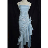 Pretty Charming Mermaid High Low Satin Straps Party Dress Vintage Style Prom Dress Graduation Dress HZ1121