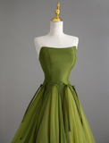 Classy Ball Gown Strapless Green Tulle Prom Dresses Birthday Dresses Dance Party Dress Graduation Prom Dresses HZ1121