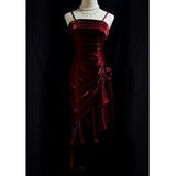 Pretty Charming Mermaid High Low Satin Straps Party Dress Vintage Style Prom Dress Graduation Dress HZ1121