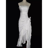 Pretty Charming Mermaid High Low Satin Straps Party Dress Vintage Style Prom Dress Graduation Dress HZ1121