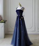 Classy Ball Gown Straps Blue Tulle Prom Dresses Birthday Dresses Dance Party Dress Graduation Prom Dresses HZ1121