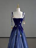 Classy Ball Gown Straps Blue Tulle Prom Dresses Birthday Dresses Dance Party Dress Graduation Prom Dresses HZ1121