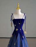 Classy Ball Gown Straps Blue Tulle Prom Dresses Birthday Dresses Dance Party Dress Graduation Prom Dresses HZ1121