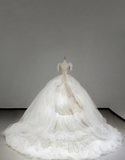 Timeless Ball Gown Scoop Short Sleeves Long Satin White Sweep Train Wedding Dresses Brides Dress HZ1121