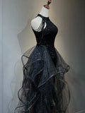 Sparkling Sequined with Crystals Sequin Ruffles Long Prom Dress Graduation Formal Dresses HZ1121