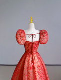 Fairy-tale A Line Sweetheart Red Tulle Long Prom Dresses Evening Dresses HZ1121