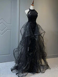 Sparkling Sequined with Crystals Sequin Ruffles Long Prom Dress Graduation Formal Dresses HZ1121