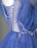 Classy Ball Gown Spaghetti Straps Royal Blue Tulle Prom Dresses Birthday Dresses Dance Party Dress Graduation Prom Dresses HZ1121