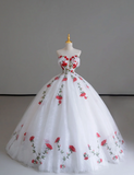Classy Ball Gown Sweetheart Red White Tulle Prom Dresses Birthday Dresses Dance Party Dress Graduation Prom Dresses HZ1121