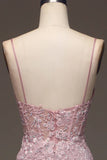 Classy Glitter Blush Mermaid Spaghetti Straps Long Prom Dress With Beading Graduation Dresses HZ1121