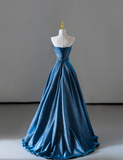 Fairy-tale A Line Sweetheart Blue Sequin Long Prom Dresses Evening Dresses HZ1121