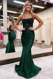 Classy Sparkly Dark Green Beaded Long Prom Dress with Appliques Graduation Dresses HZ1121