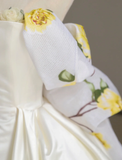 Dreamy Ball Gown Off The Shoulder Satin Long Floral Wedding Dresses Summer Brides Dress HZ1121