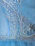 Pretty Ball Gown Strapless Blue Tulle l Sleeveless Long Prom Dresses Evening Dresses HZ1121