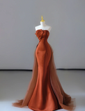 Gorgeous Mermaid Strapless Satin Sleeveless Long Prom Dresses Graduation Dresses HZ1121