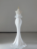 Dreamy Mermaid Sweetheart Long Satin Wedding Dresses Summer Brides Dress HZ1121