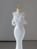 Dreamy Mermaid Sweetheart Long Satin Wedding Dresses Summer Brides Dress HZ1121