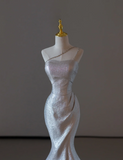 Gorgeous Mermaid Strapless Sequin Sleeveless Long Prom Dresses Graduation Dresses HZ1121
