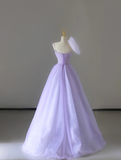 Pretty A Line Straps Lilac Tulle l Sleeveless Long Prom Dresses Evening Dresses HZ1121