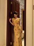 Cute Mermaid Yellow Chiffon Sleeveless 18th Birthday Dress Party Gown Birthday Outfits For Women HZ1121