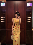 Cute Mermaid Yellow Chiffon Sleeveless 18th Birthday Dress Party Gown Birthday Outfits For Women HZ1121