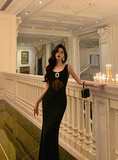 Cute Mermaid V Neckline Black Sleeveless 18th Birthday Dress Party Gown Birthday Outfits Birthday Dress Ideas For Women HZ1121