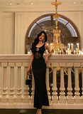 Cute Mermaid V Neckline Black Sleeveless 18th Birthday Dress Party Gown Birthday Outfits Birthday Dress Ideas For Women HZ1121