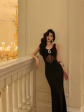 Cute Mermaid V Neckline Black Sleeveless 18th Birthday Dress Party Gown Birthday Outfits Birthday Dress Ideas For Women HZ1121