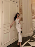 Cute Mermaid Spaghetti Straps Sleeveless White 18th Birthday Dress Party Gown Birthday Outfits For Women HZ1121
