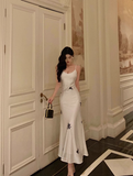 Cute Mermaid Spaghetti Straps Sleeveless White 18th Birthday Dress Party Gown Birthday Outfits For Women HZ1121