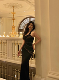 Elegant Sheath One Shoulder Black Sleeveless 18th Birthday Dress Party Gown Birthday Outfits Birthday Dress Ideas For Women HZ1121