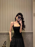 Elegant A line Spaghetti Straps Black Sleeveless 21st Birthday Dress Party Gown Birthday Outfits Birthday Dress Ideas For Women HZ1121