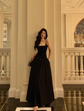 Elegant A line Spaghetti Straps Black Sleeveless 21st Birthday Dress Party Gown Birthday Outfits Birthday Dress Ideas For Women HZ1121
