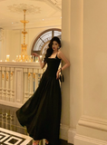 Elegant A line Spaghetti Straps Black Sleeveless 21st Birthday Dress Party Gown Birthday Outfits Birthday Dress Ideas For Women HZ1121