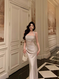 Elegant Mermaid Halter Satin Sleeveless 18th Birthday Dress Party Gown Birthday Outfits Birthday Dress Ideas For Women HZ1121
