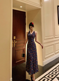 Classy Mermaid V Neckline Blue Floral 18th Birthday Dress Party Gown 21st Birthday Outfits Birthday Dress Ideas For Women HZ1121
