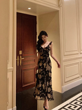 Elegant Mermaid Straps Black Floral Sleeveless 18th Birthday Dress Party Gown Birthday Outfits Birthday Dress Ideas For Women HZ1121