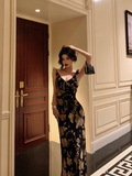 Elegant Mermaid Straps Black Floral Sleeveless 18th Birthday Dress Party Gown Birthday Outfits Birthday Dress Ideas For Women HZ1121