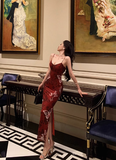 Classy Mermaid Spaghetti Straps Burgundy 18th Birthday Dress Party Gown 18th Birthday Outfits Birthday Dress Ideas For Women HZ1121