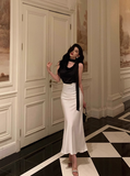 Classy Mermaid 2 Pieces Black White 18th Birthday Dress Party Gown 21st Birthday Outfits Birthday Dress Ideas For Women HZ1121