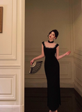 Classy Sheath Square Neck Black 18th Birthday Dress Party Gown 21st Birthday Outfits Birthday Dress Ideas For Women HZ1121