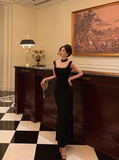 Classy Sheath Square Neck Black 18th Birthday Dress Party Gown 21st Birthday Outfits Birthday Dress Ideas For Women HZ1121