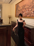 Classy Sheath Square Neck Black 18th Birthday Dress Party Gown 21st Birthday Outfits Birthday Dress Ideas For Women HZ1121
