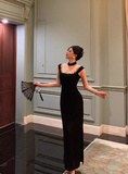 Classy Sheath Square Neck Black 18th Birthday Dress Party Gown 21st Birthday Outfits Birthday Dress Ideas For Women HZ1121
